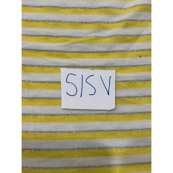 Calvin Klein Jeans Yellow White Striped Drape Neck 3/4 Sleeve Top Sz S - Picture 7 of 8